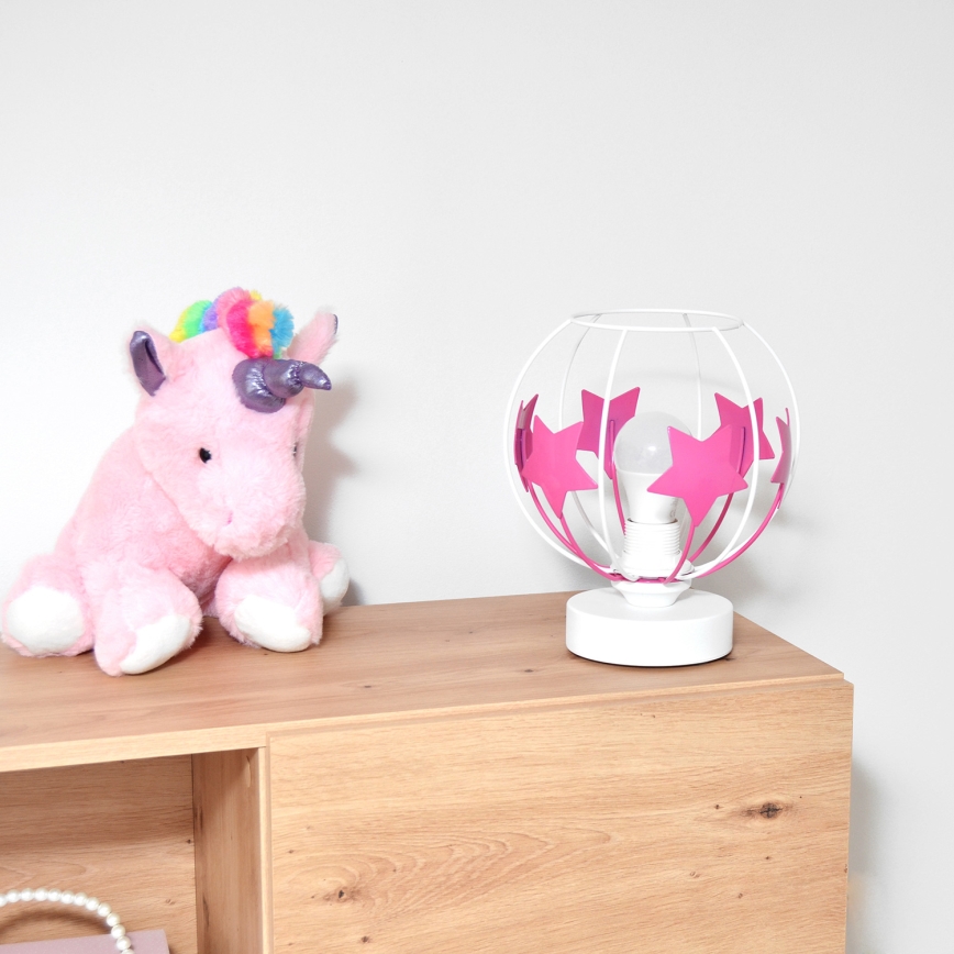 Дитяча настільна лампа STARS 1xE27/15W/230V рожевий/білий