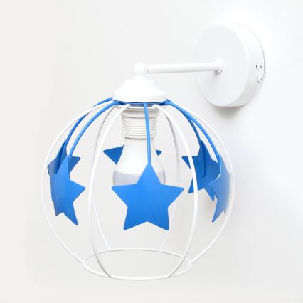 Дитяча настінна лампа (бра) STARS 1xE27/15W/230V синій/білий