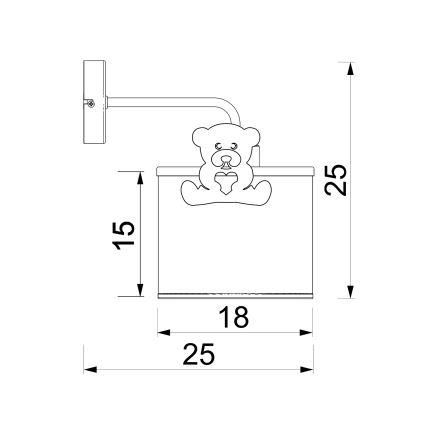 Дитяча настінна лампа (бра) SWEET 1xE27/15W/230V білий/рожевий/ведмежа