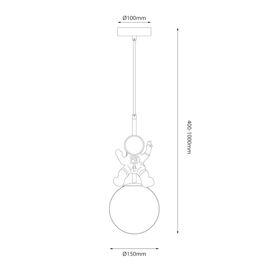 Дитяча підвісна люстра ASTRONAUT 1xE27/60W/230V діаметр 15 см золотий/бежевий