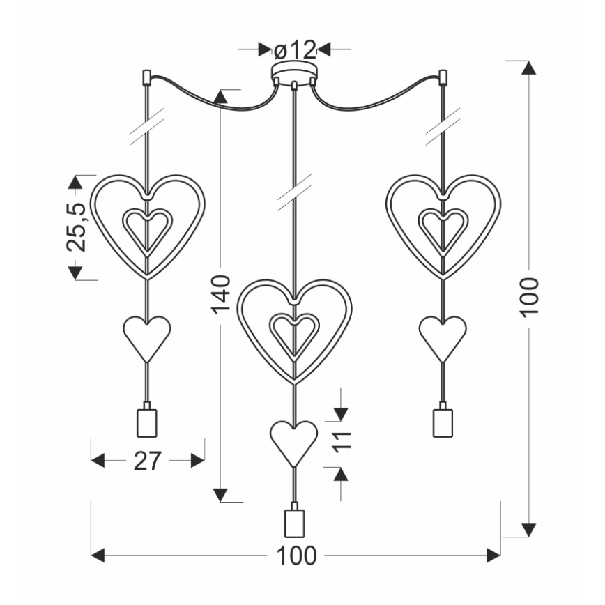 Дитяча підвісна люстра на шнурі TRIO 3xE27/20W/230V рожева/біла/сіра