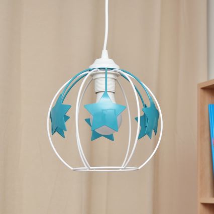 Дитяча підвісна люстра STARS 1xE27/15W/230V бірюзовий/білий