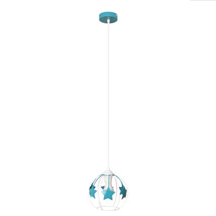 Дитяча підвісна люстра STARS 1xE27/15W/230V бірюзовий/білий