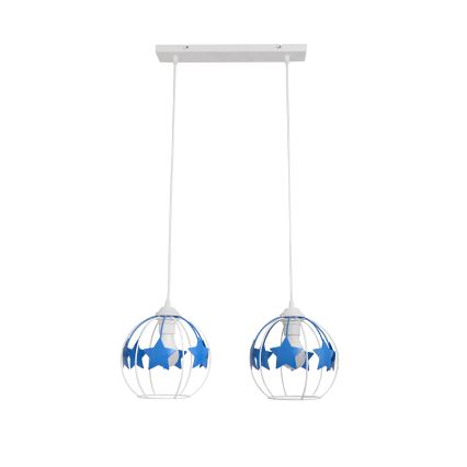 Дитяча підвісна люстра STARS 2xE27/15W/230V синій/білий