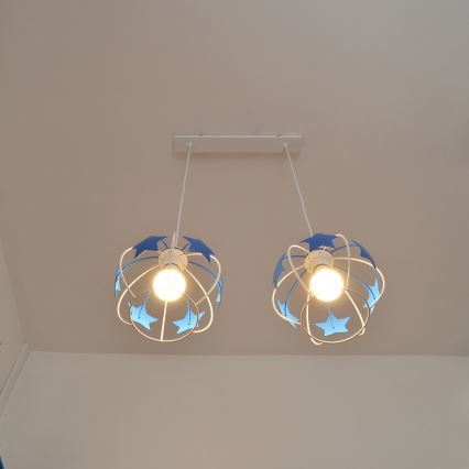 Дитяча підвісна люстра STARS 2xE27/15W/230V синій/білий
