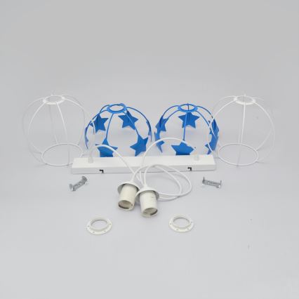 Дитяча підвісна люстра STARS 2xE27/15W/230V синій/білий