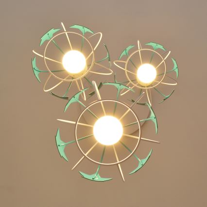 Дитяча підвісна люстра STARS 3xE27/15W/230V бірюзовий/білий