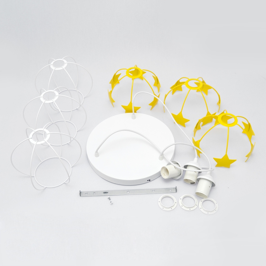 Дитяча підвісна люстра STARS 3xE27/15W/230V жовтий/білий