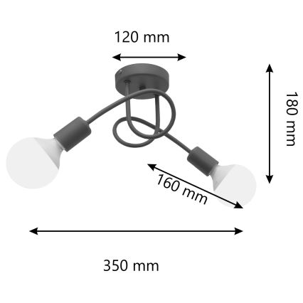 Дитяча пристельова люстра OXFORD 2xE27/15W/230V сірий