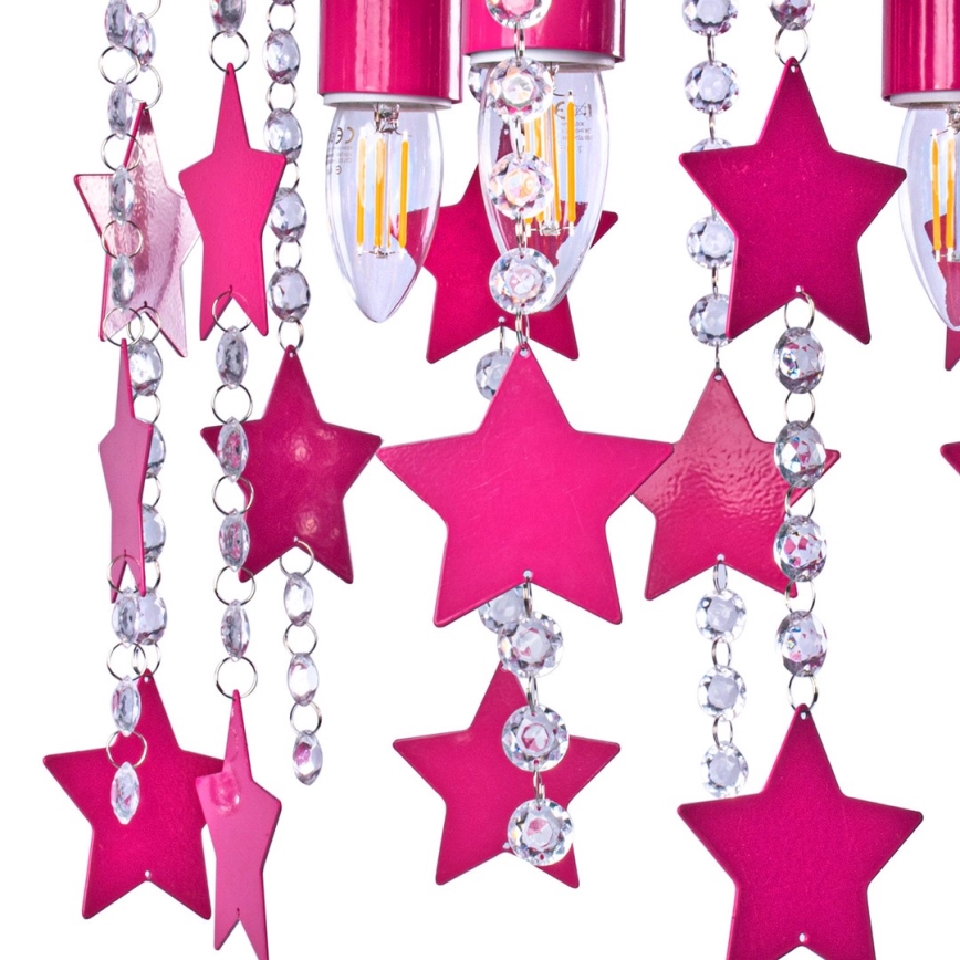 Дитяче стельове освітлення ELZA stars 3xE27/60W/230V темно-рожевий