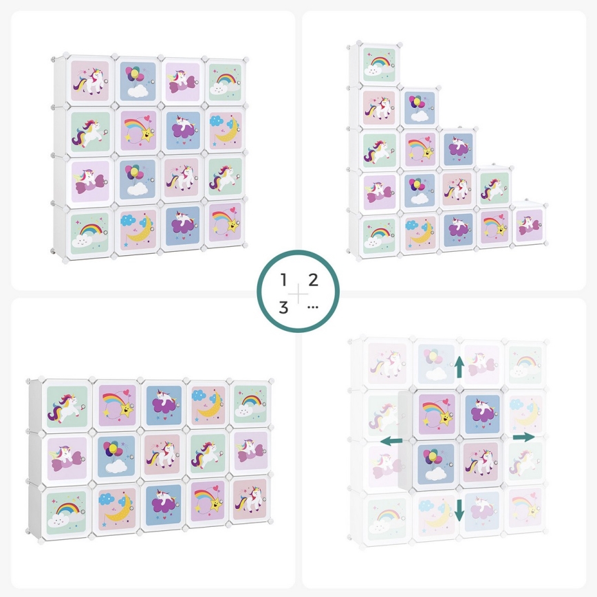 Дитячий модульний шафа з коробками для зберігання ANET різнокольорова