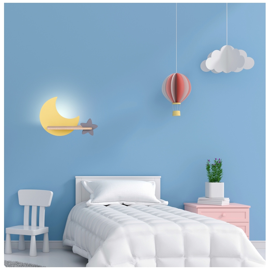 Дитячий настінний LED світильник з поличкою MOON LED/5W/230V, 