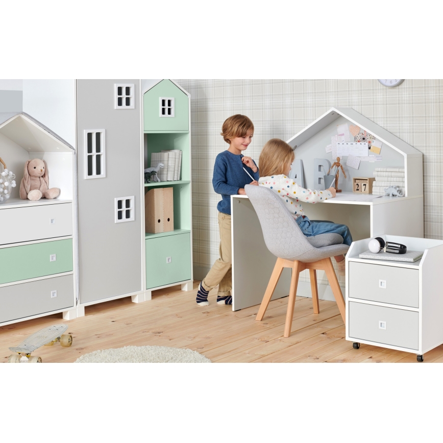 Дитячий письмовий стіл MIRUM 126x100 см білий/сірий