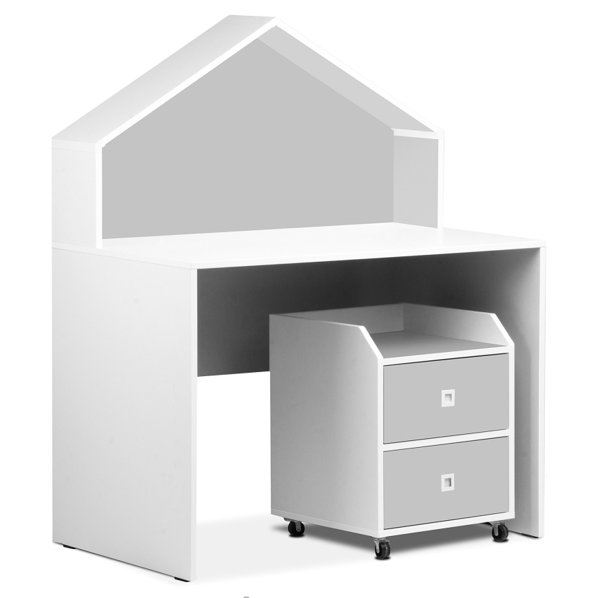 Дитячий письмовий стіл MIRUM 126x100 см білий/сірий