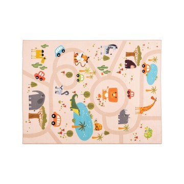 Дитячий протиковзний килим ARES STREETS 80×150 см бежевий/сафарі