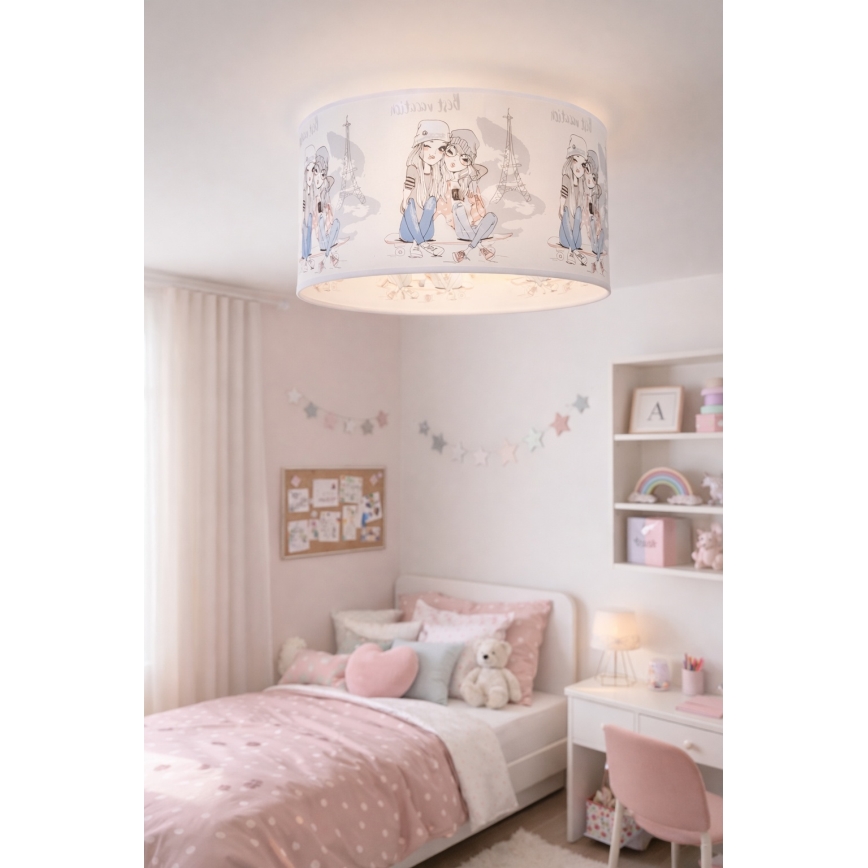 Дитячий стельовий світильник GIRLS VIBES 1xE27/60W/230V діаметр 40 см Paris