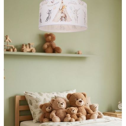 Дитячий стельовий світильник KIDS ROOM 1xE27/60W/230V, діаметр 40 см, з малюнками звіряток