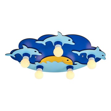 Дитячий стельовий світильник LUCCA 5xE27/24W/230V синій