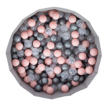 Дитячий сухий басейн з кульками діаметром 80 см рожевий/сірий