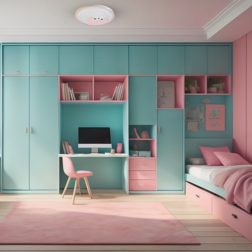 Дитячий світлодіодний стельовий світильник MOONCAT LED/34W/230V рожевий