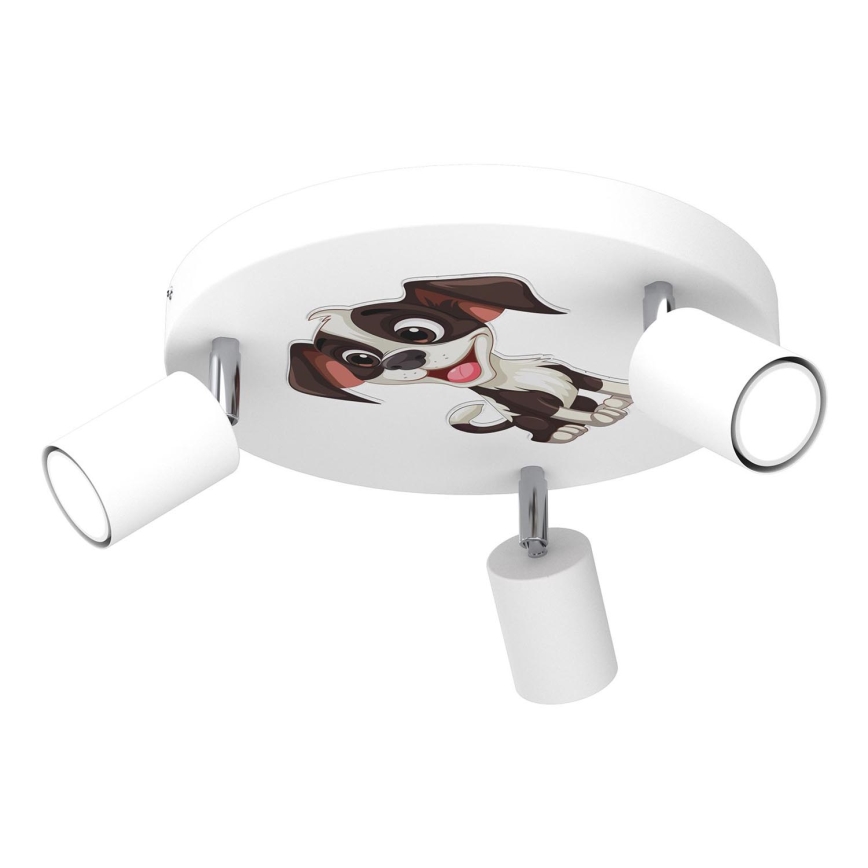 Дитячий точковий світильник FUN 3xGU10/8W/230V білий/песик