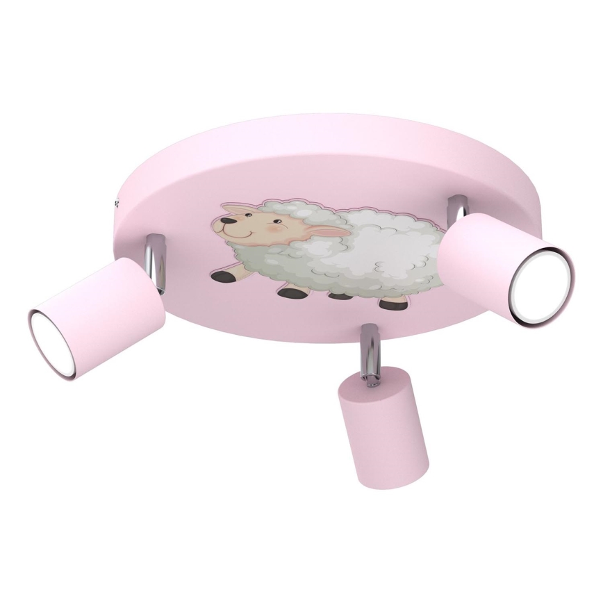 Дитячий точковий світильник FUN 3xGU10/8W/230V рожевий/овечка