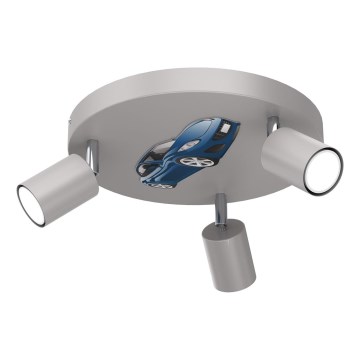 Дитячий точковий світильник FUN 3xGU10/8W/230V сірий/автомобіль