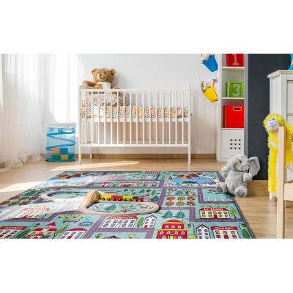 Дитячий килим STELLA STREETS 120x170 см бірюзовий/місто