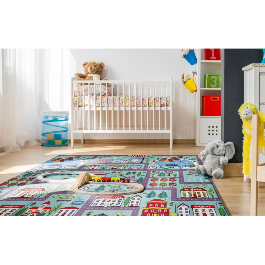 Дитячий килим STELLA STREETS 120x170 см бірюзовий/місто