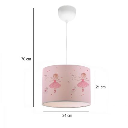 Дитячий люстра CANDY 1xE27/40W/230V рожевий