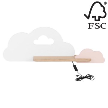 Дитячий настінний LED світильник з поличкою CLOUD LED/5W/230V білий/рожевий