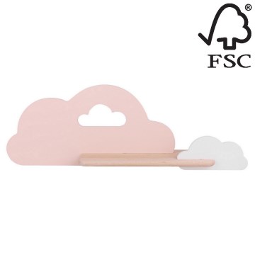 Дитячий настінний LED світильник з поличкою CLOUD LED/5W/230V рожевий/білий