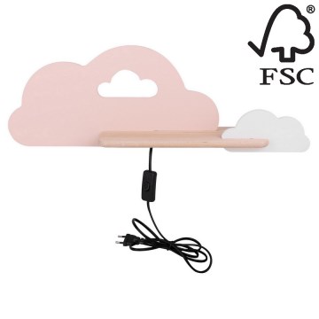 Дитячий настінний LED світильник з поличкою CLOUD LED/5W/230V рожевий/білий