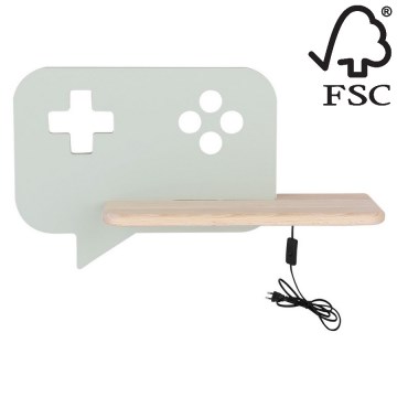 Дитячий настінний LED світильник з поличкою CONSOLE LED/5W/230V зелений