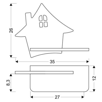 Дитячий настінний LED світильник з поличкою HOUSE LED/4W/230V сірий/дерево