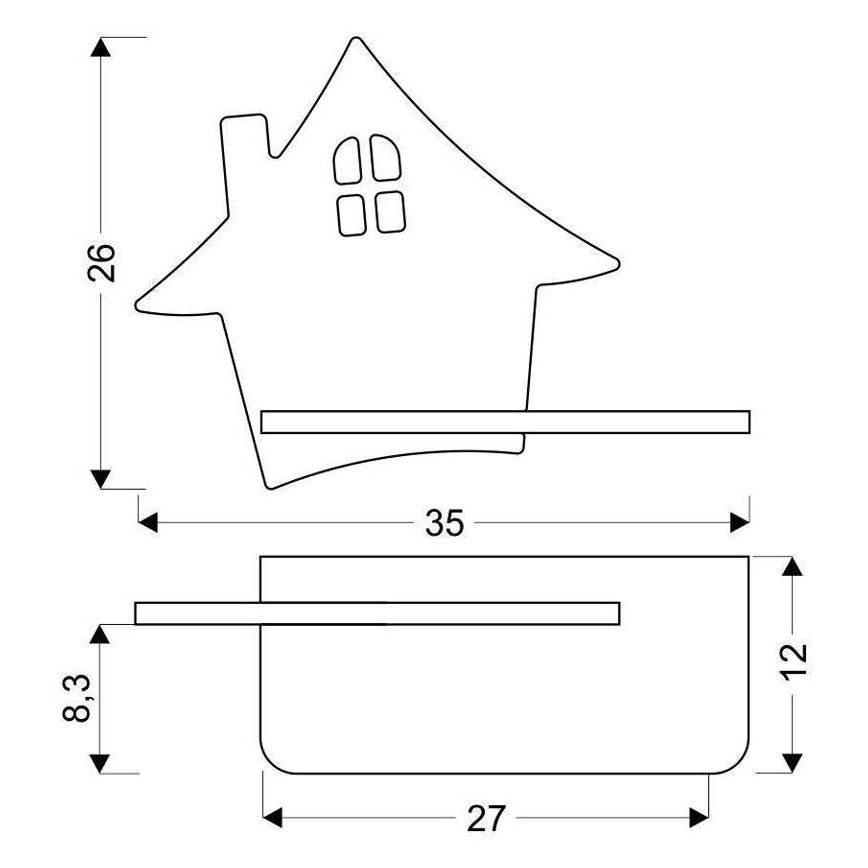 Дитячий настінний LED світильник з поличкою HOUSE LED/4W/230V сірий/дерево