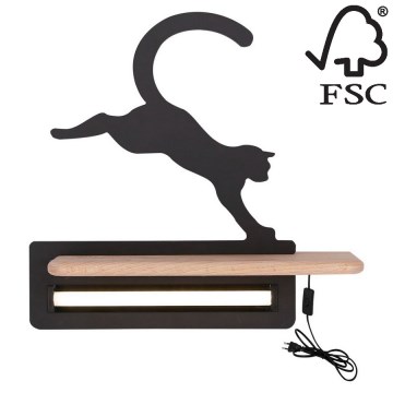Дитячий настінний LED світильник з поличкою JUMPING CAT LED/5W/230V