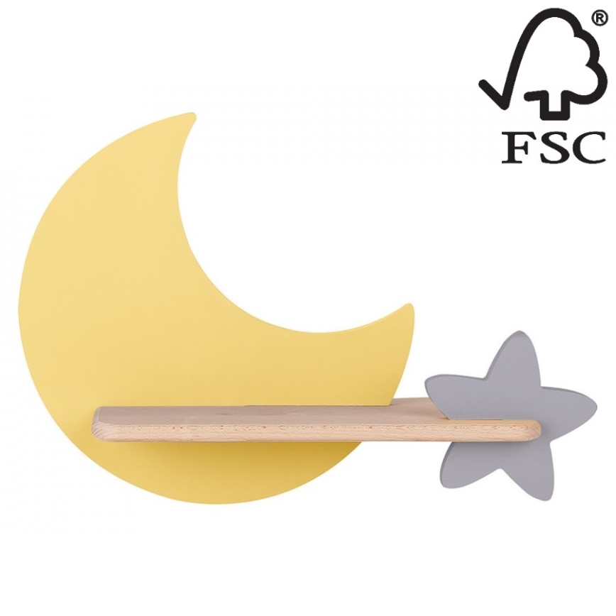 Дитячий настінний LED світильник з поличкою MOON LED/5W/230V, FSC сертифіковано