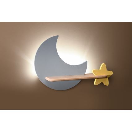 Дитячий настінний LED світильник з поличкою MOON LED/5W/230V
