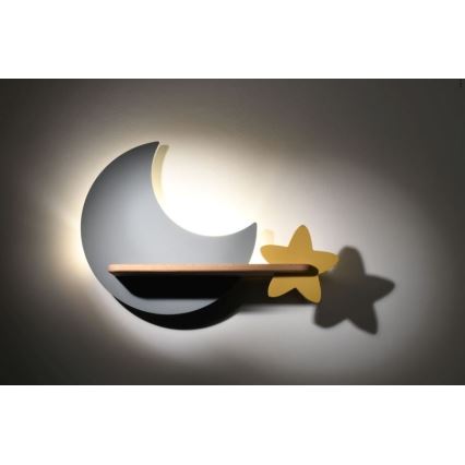 Дитячий настінний LED світильник з поличкою MOON LED/5W/230V