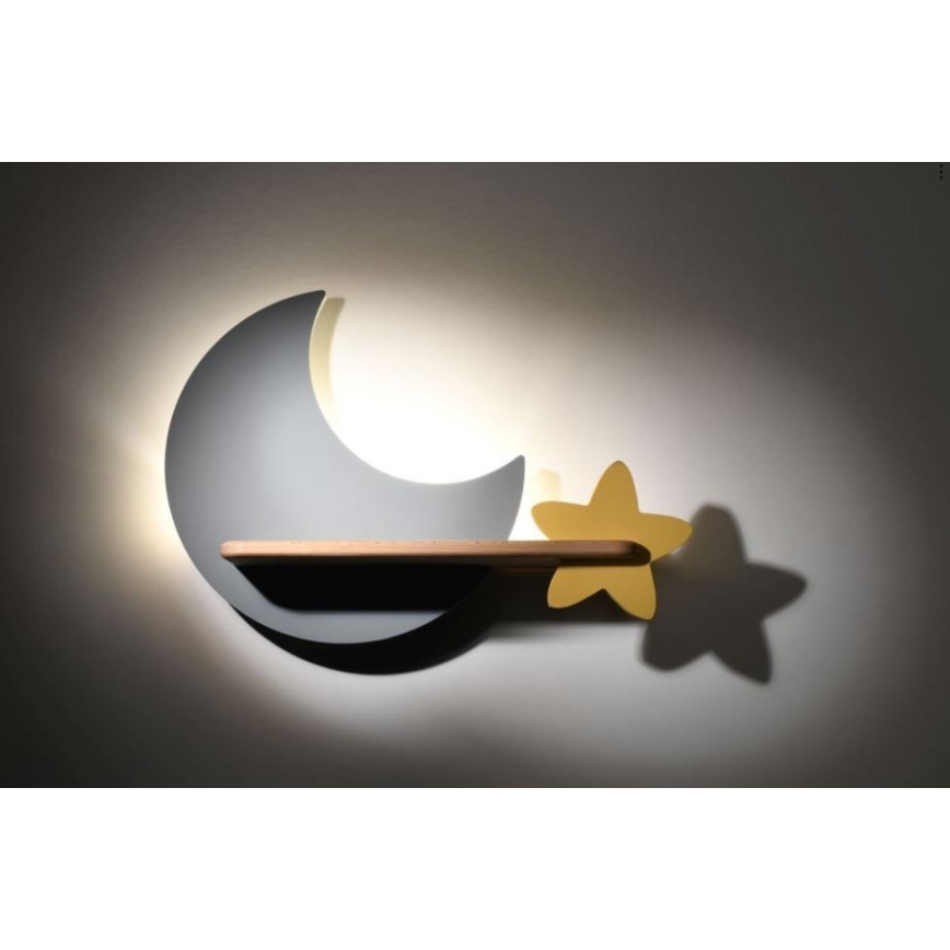 Дитячий настінний LED світильник з поличкою MOON LED/5W/230V
