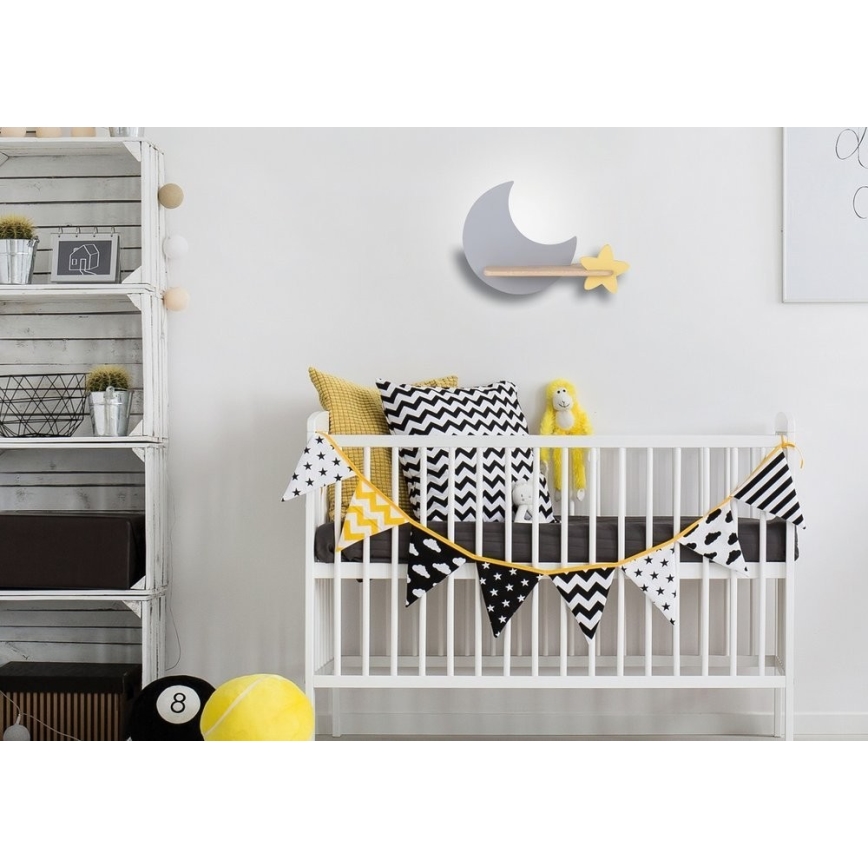 Дитячий настінний LED світильник з поличкою MOON LED/5W/230V
