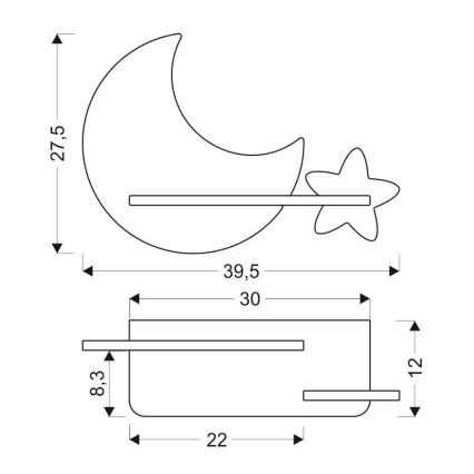Дитячий настінний LED світильник з поличкою MOON LED/5W/230V