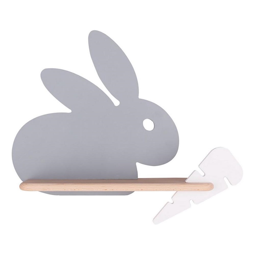 Дитячий настінний LED світильник з поличкою RABBIT LED/4W/230V сірий/білий/дерево