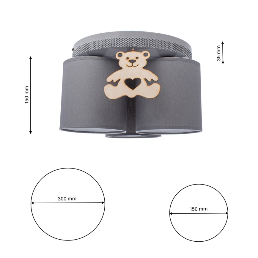 Дитячий стельовий світильник BEAR 3xE27/60W/230V