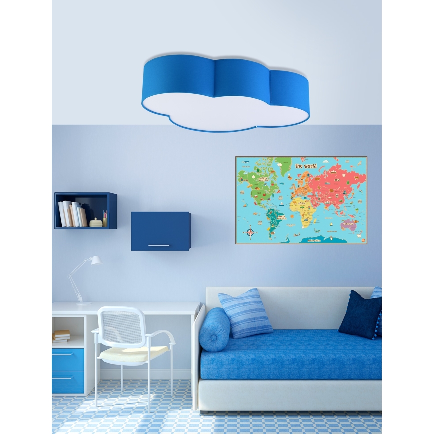 Дитячий стельовий світильник CLOUD 4xE27/15W/230V синій