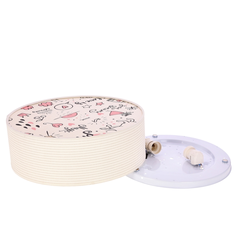 Дитячий стельовий світильник KIDDY 2xE27/40W/230V бежевий/рожевий