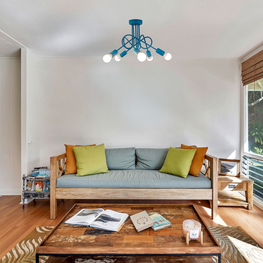 Дитячий накладний люстра OXFORD 5xE27/15W/230V синій