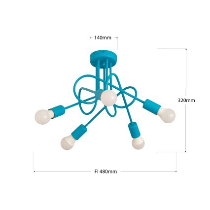 Дитячий накладний люстра OXFORD 5xE27/15W/230V синій
