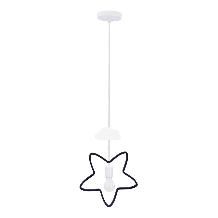 Дитячий світильник на шнурі STARS 1xE27/20W/230V чорний/білий